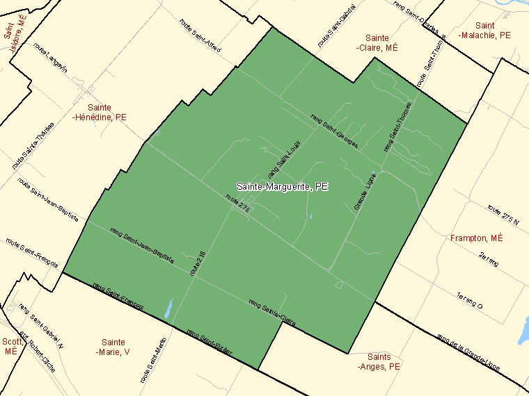 Map: Sainte-Marguerite, Paroisse (municipalité de), Census Subdivision (shaded in green), Quebec