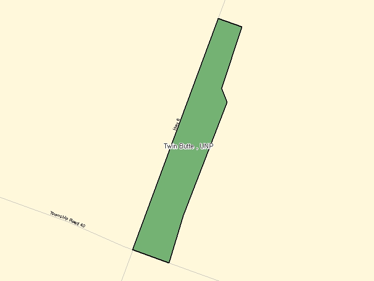 Map: Twin Butte, UNP, Designated Place (shaded in green), Alberta