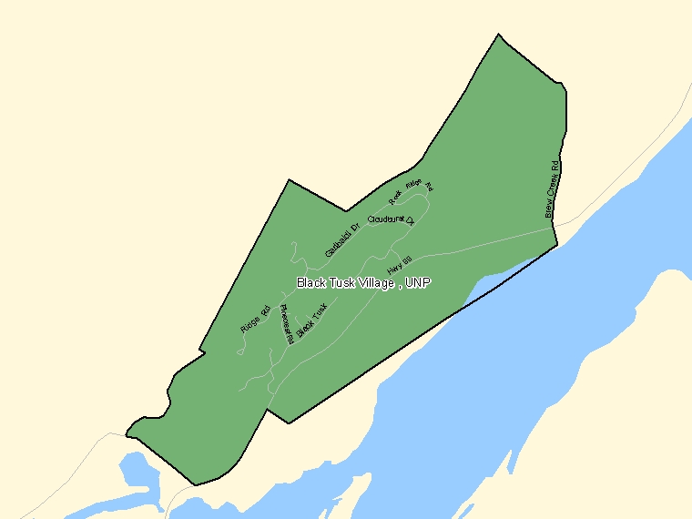 Map: Black Tusk Village, UNP, Designated Place (shaded in green), British Columbia